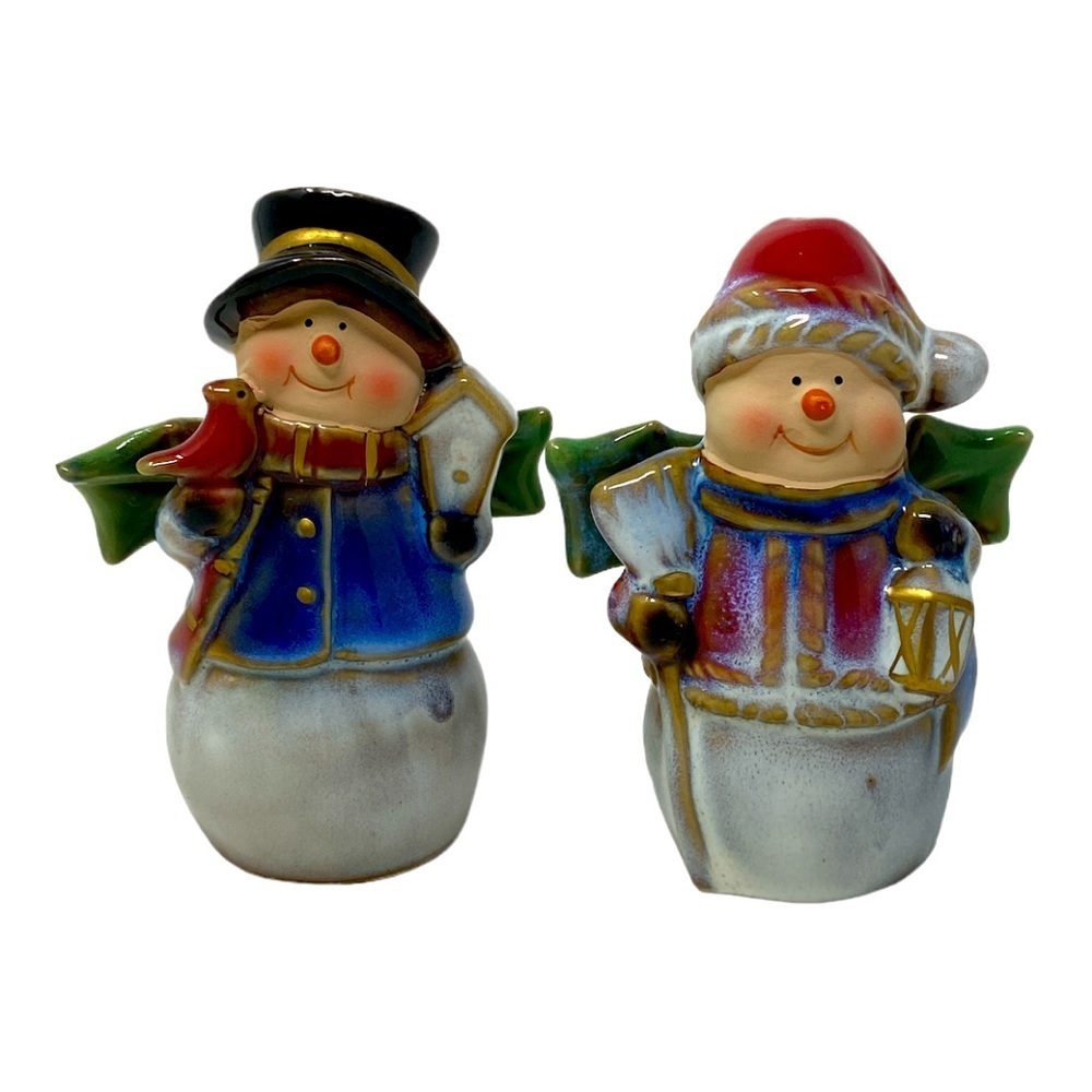 Vintage Snowman Salt & Pepper Shaker Set. Christmas Collection. Rare